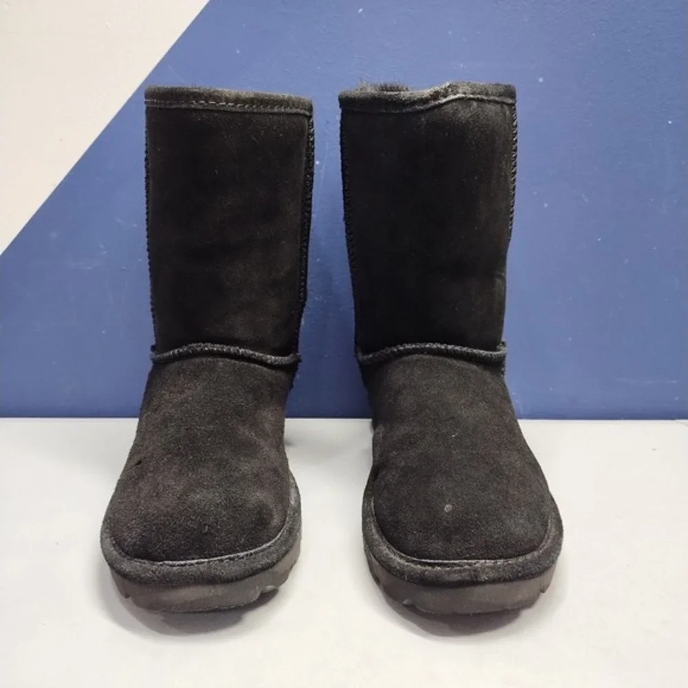 Bearpaw Elle Winter Boots Womens US Size 8 Black Fluffy Lined Mid Calf Round Toe